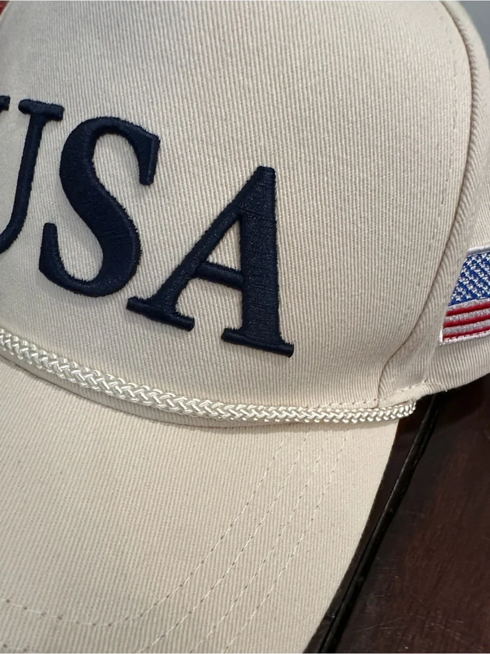 David and Young Cream Baseball Cap with USA